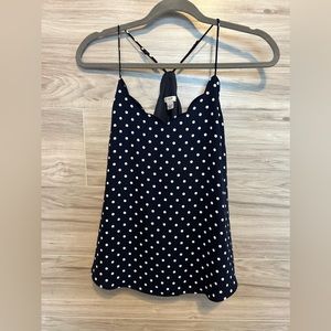 J Crew size 4- navy blue white polka dot camisole